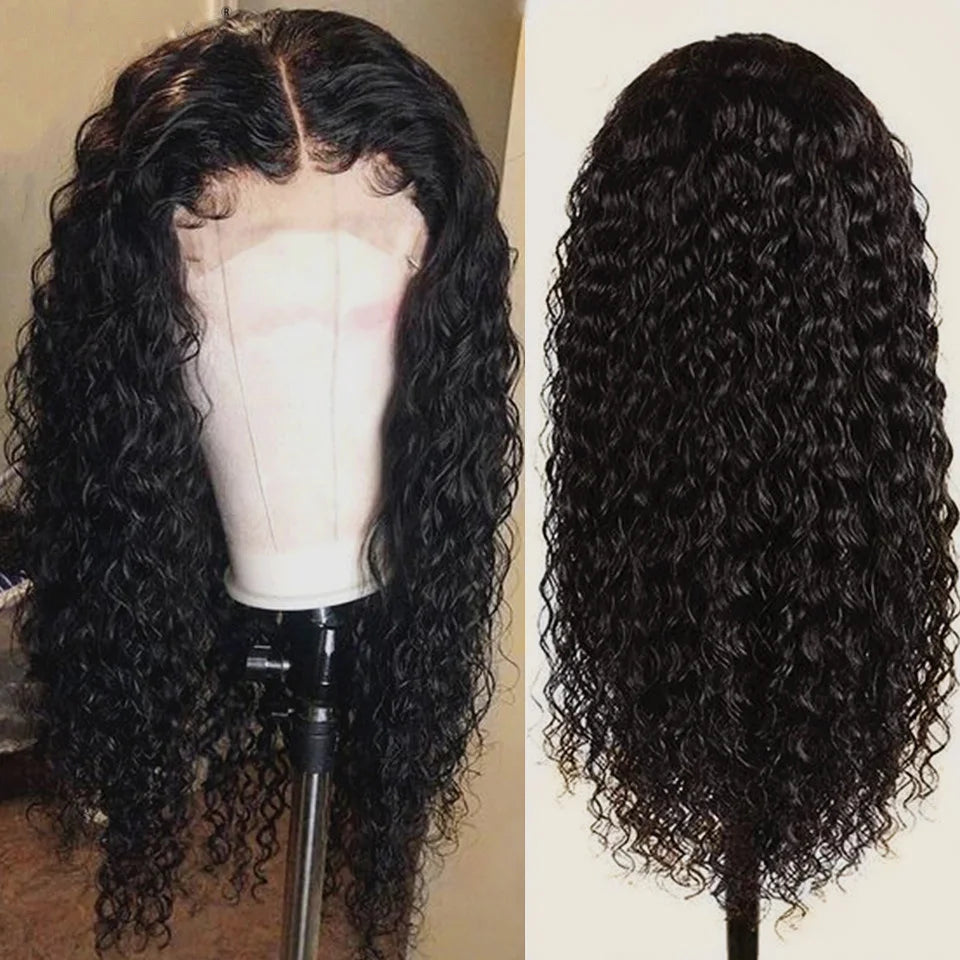 Brazilian Virgin Waterwave Curly Transparent HD Lace Frontal Human Hair Wig